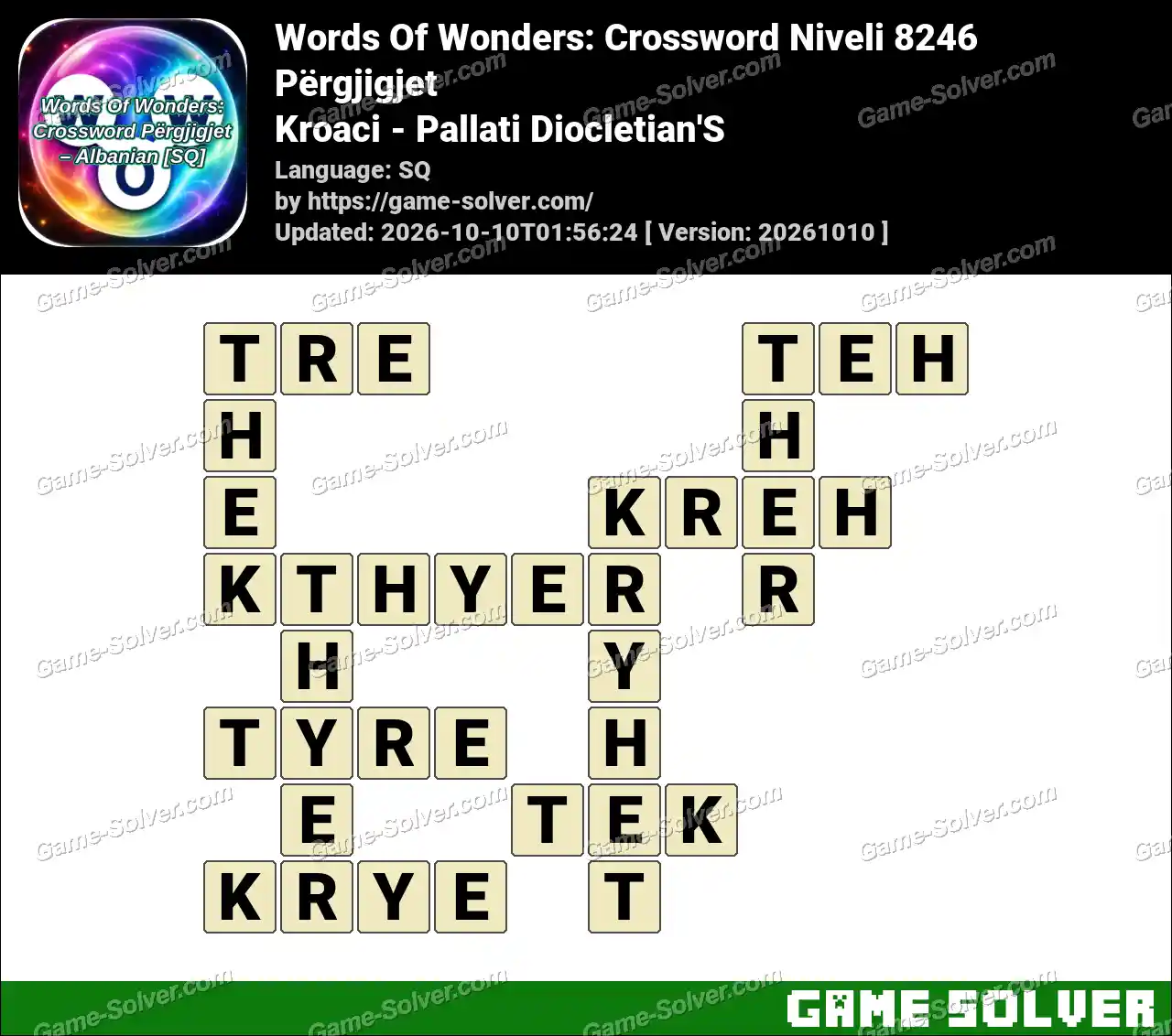 Words Of Wonders: Crossword Niveli 8246 Përgjigjet – Kroaci – Pallati Diocletian’S